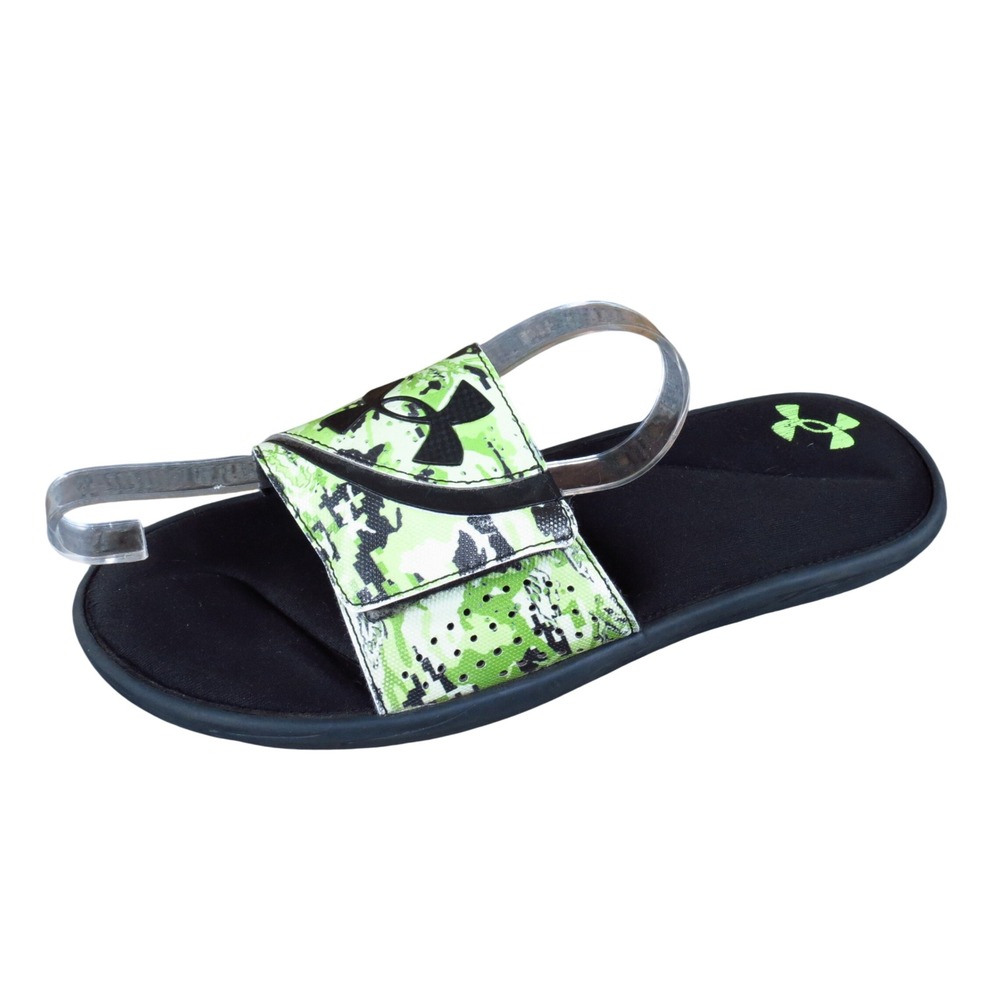 Under Armour Ignite 6 Mens Slide Sandals Size 10 Athletic Camo Black Lime Green